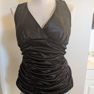 Studio Y Black Ruched Sleeveless Blouse
